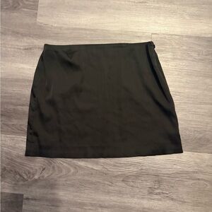 aritzia satin black mini skirt